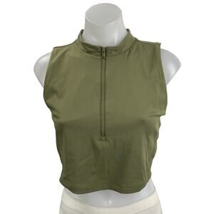 Recess Peekaboo Green Sleeveless Athletic Activewear Crop Tank Sports Bra Top M